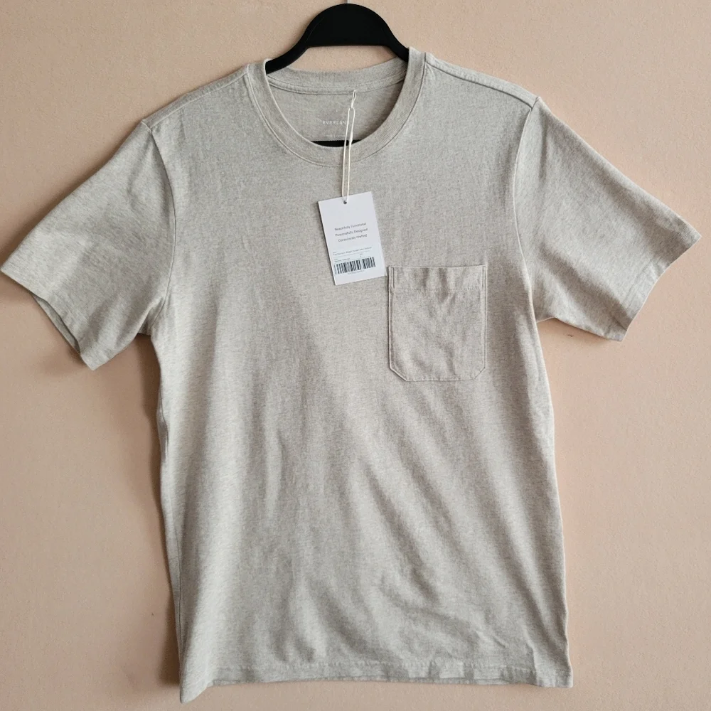 Everlane The Premium-Weight Pocket Tee Uniform Heather Oatmeal Size S - Picture 2 of 11